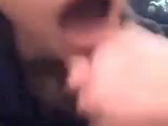 Like a rapacious slut, the brunette nympho swallowed my friend's lollicock.